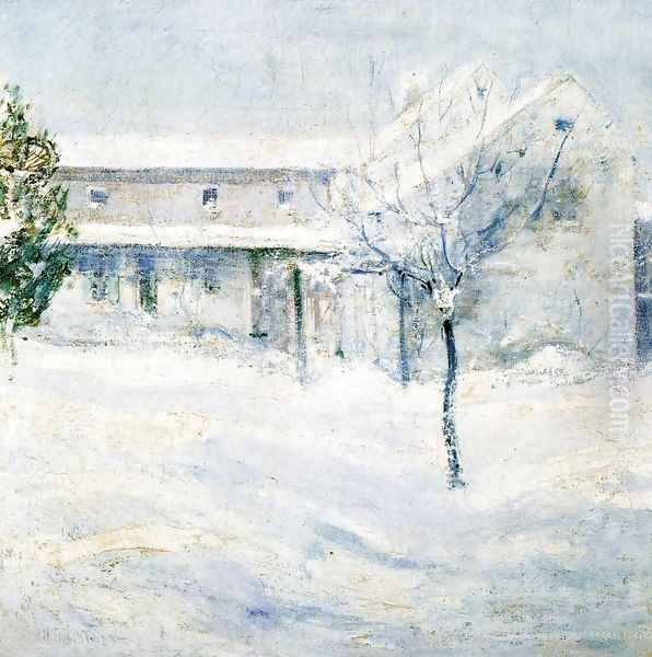 Old Holley House Cos Cob Oil Painting by John Henry Twachtman