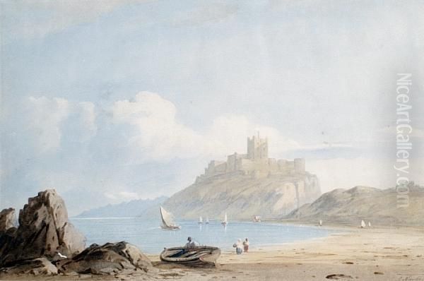 Bamburgh Castle Oil Painting by John Varley