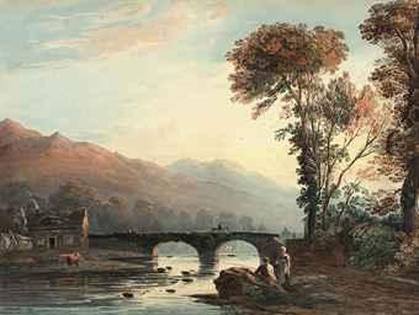 Beddgelert Bridge, North Wales Oil Painting by John Varley