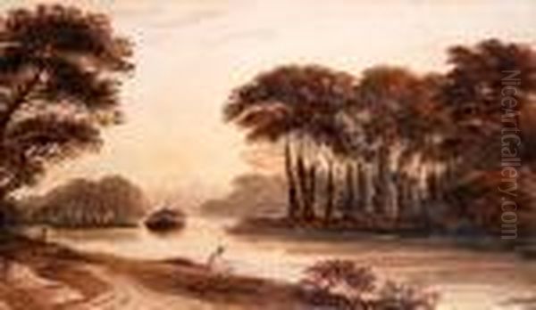 The Thames At Chiswick Oil Painting by John Varley