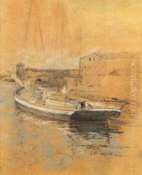 Newport Harbor Oil Painting by John Henry Twachtman