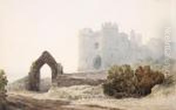 Carisbrooke Castle, Isle Of Wight Oil Painting by John Varley