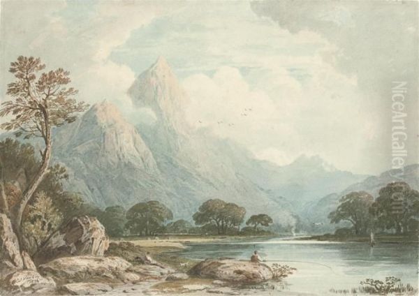 The Eagles' Nest, Lake Killarney Oil Painting by John Varley