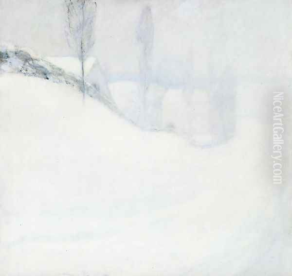 Round Hill Road Oil Painting by John Henry Twachtman