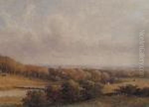 Distant View Of London Oil Painting by John Varley