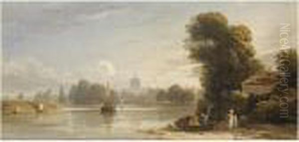 The Thames At Chiswick Oil Painting by John Varley