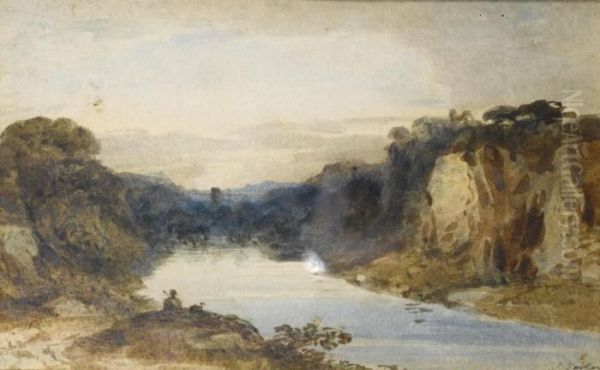 A River Gorge Oil Painting by John Varley