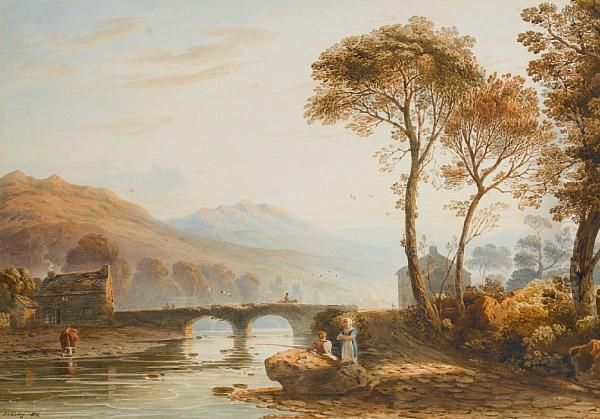 Varley, O.w.s. Bedgellert Bridge, North Wales Oil Painting by John Varley