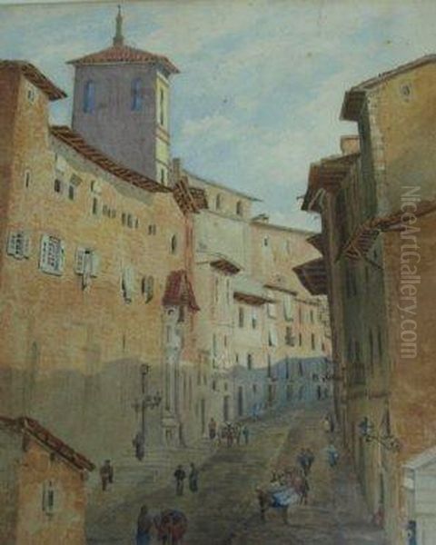 Mediterranean Street Scene Oil Painting by John Varley