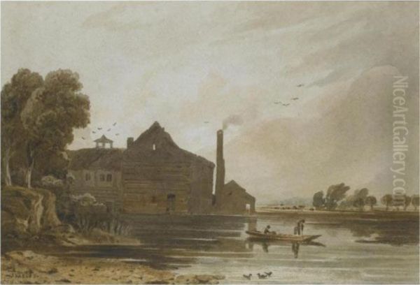 A River Scene Oil Painting by John Varley