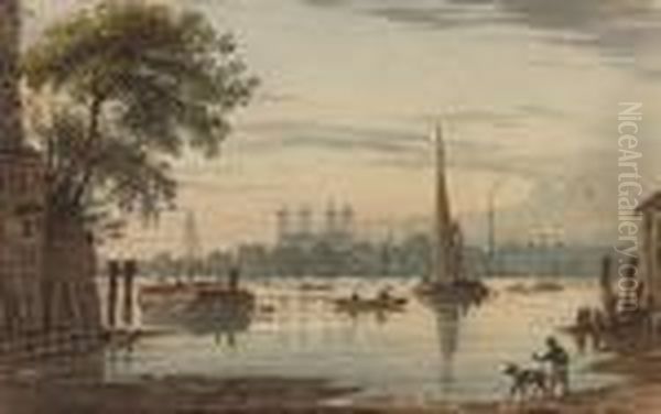 The Thames Oil Painting by John Varley