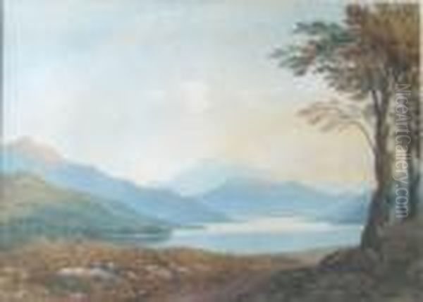 Bala Lake With Cader Idris In The Distance Oil Painting by John Varley