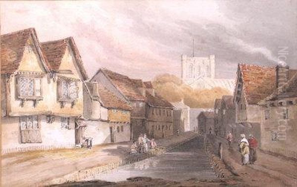 A View Of Abingdon, Oxfordshire Oil Painting by John Varley