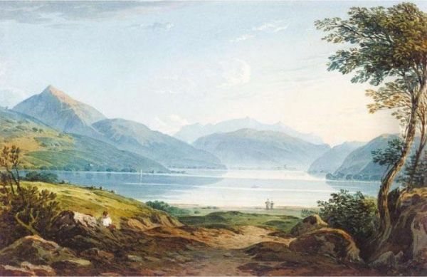 View Of Lake Bala And Cader Idris, North Wales Oil Painting by John Varley