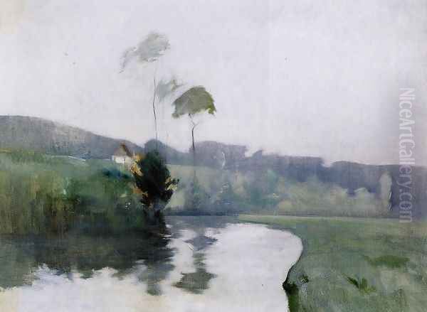 Springtime Oil Painting by John Henry Twachtman