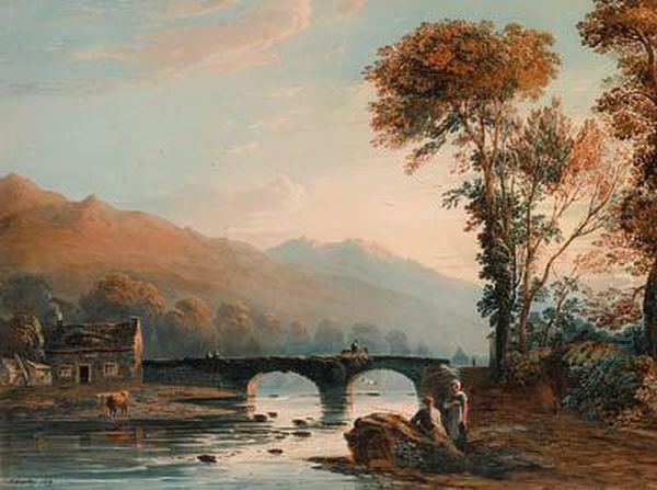 Beddgelert Bridge, North Wales Oil Painting by John Varley