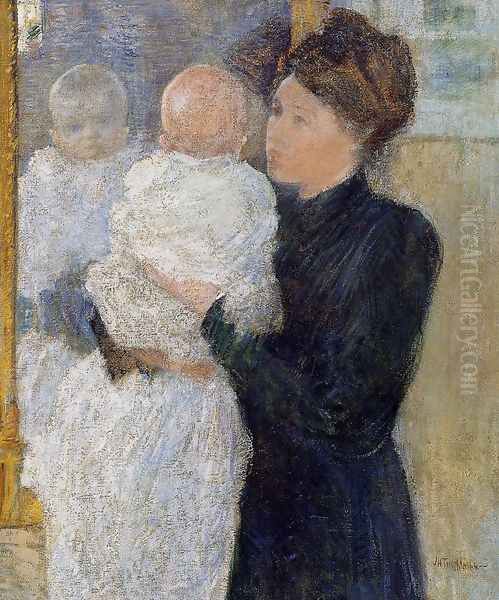 Mother And Child Oil Painting by John Henry Twachtman