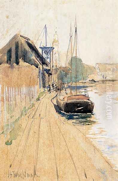 Waterside Scene Oil Painting by John Henry Twachtman