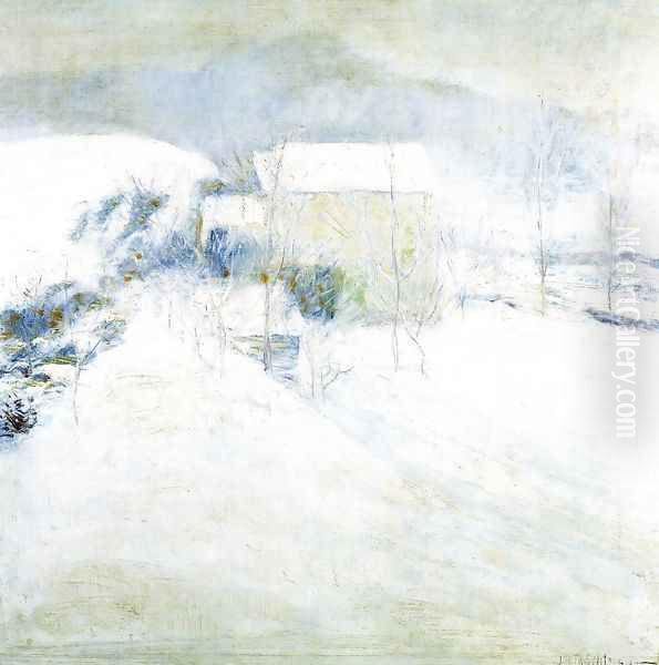 Snow Scene At Utica Oil Painting by John Henry Twachtman