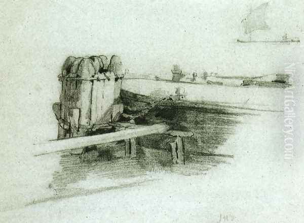 Boat At Bulkhead Oil Painting by John Henry Twachtman