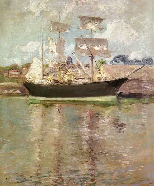 Gloucester Schooner Oil Painting by John Henry Twachtman