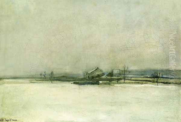 Winter Landscape With Barn Oil Painting by John Henry Twachtman