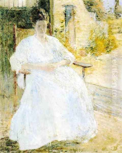 Figure In A Landscape Oil Painting by John Henry Twachtman