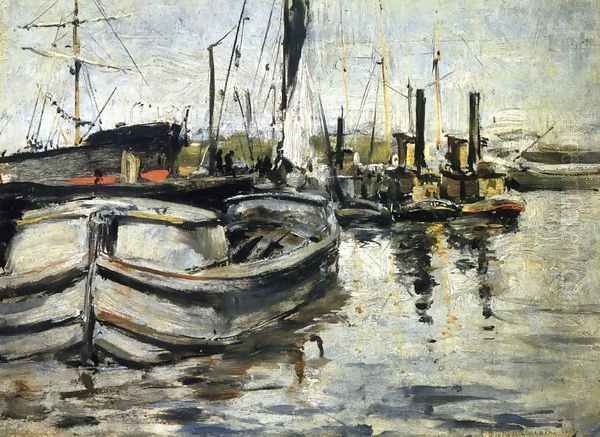 New York Harbor Oil Painting by John Henry Twachtman