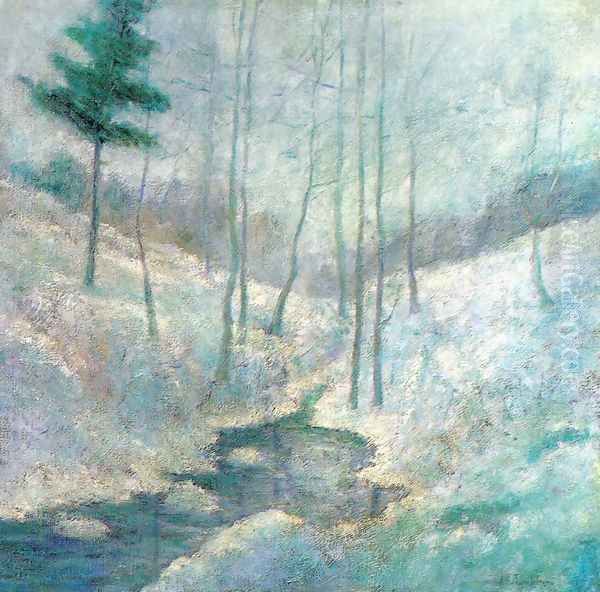 Winter Landscape Oil Painting by John Henry Twachtman