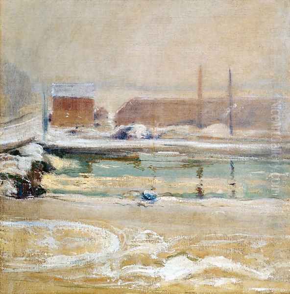 View From The Holley House Winter Oil Painting by John Henry Twachtman