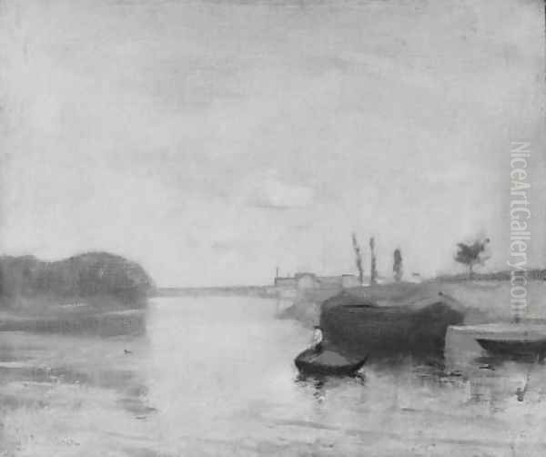 Canal Scene Oil Painting by John Henry Twachtman