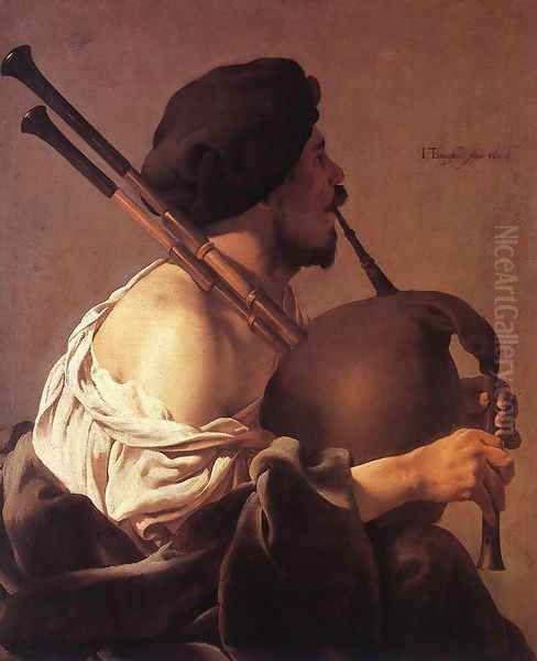 Bagpipe Player 1624 Oil Painting by Hendrick Terbrugghen