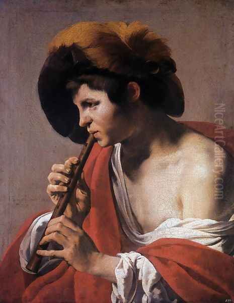 Boy Playing a Recorder 1621 Oil Painting by Hendrick Terbrugghen