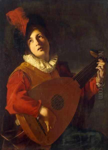 Lute Player Oil Painting by Nicolas Tournier