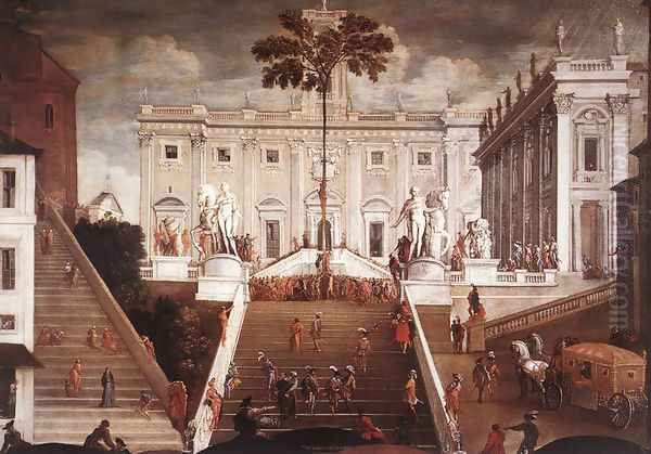 Competition On The Capitoline Hill Oil Painting by Agostino Tassi