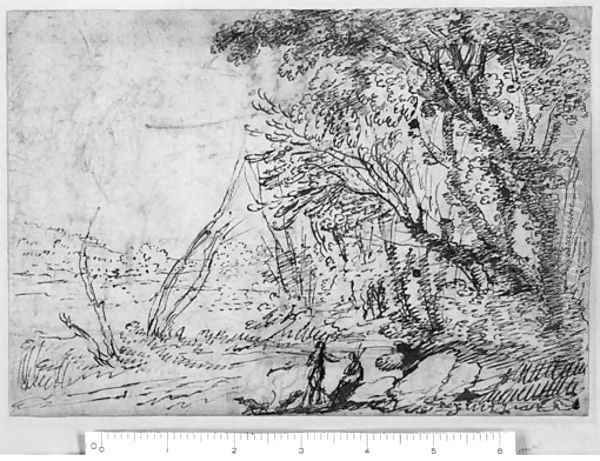 A wooded Landscape with Figures Oil Painting by Agostino Tassi