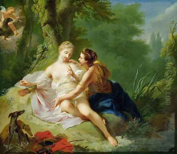 Jupiter Disguised as Diana Seducing Callisto, c.1756 Oil Painting by Johann Heinrich The Elder Tischbein