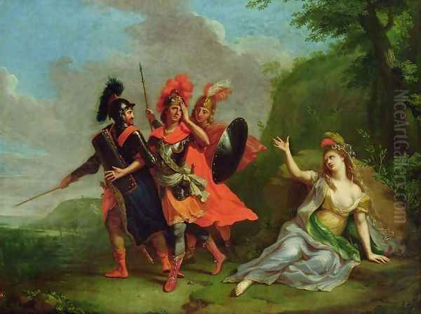 Carlo and Ubaldo Snatch Rinaldo from the Arms of Armida, 1783 Oil Painting by Johann Heinrich The Elder Tischbein