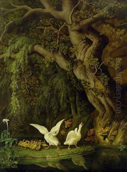 Foxes and Geese Oil Painting by Johann Heinrich The Elder Tischbein