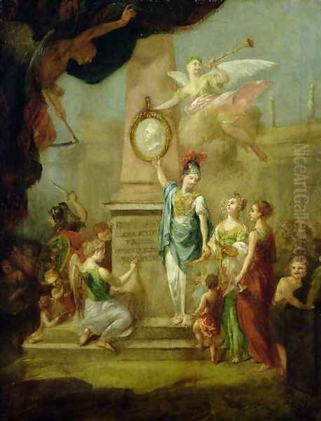 Allegory representing the foundation of the Kassel Academy of Art, c.1778 Oil Painting by Johann Heinrich The Elder Tischbein