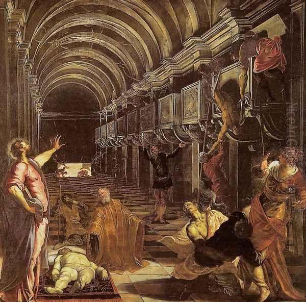 Finding of the Body of St. Mark (Ritrovamento del corpo di san Marco) Oil Painting by Jacopo Tintoretto (Robusti)