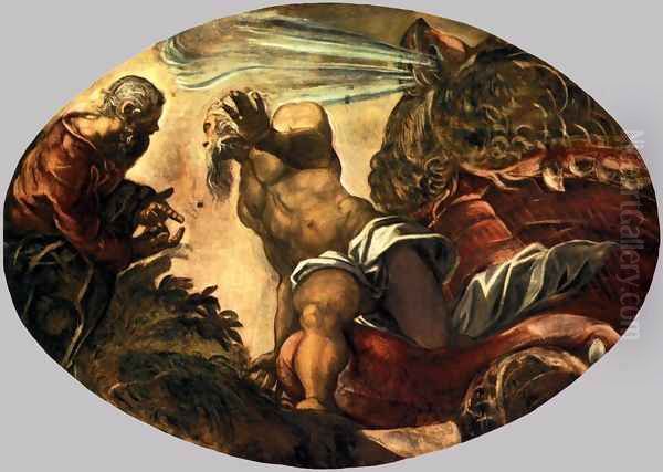 Jonah Leaves the Whale's Belly Oil Painting by Jacopo Tintoretto (Robusti)