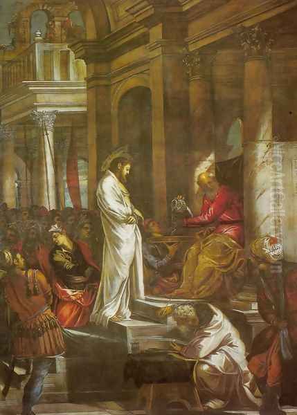 Christ Before Pilate (Cristo davanti a Pilato) Oil Painting by Jacopo Tintoretto (Robusti)