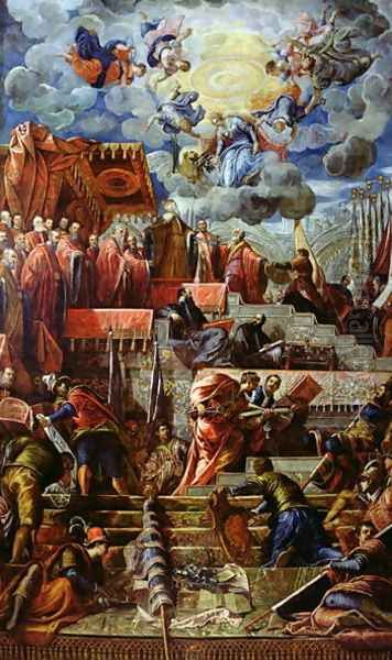 Doge Niccolo da Ponte Receiving a Crown of Laurels from the City of Venice Oil Painting by Jacopo Tintoretto (Robusti)