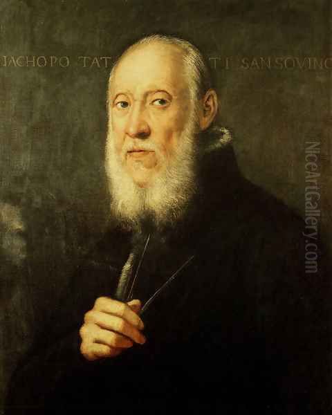 Portrait of Jacopo Sansovino Oil Painting by Jacopo Tintoretto (Robusti)