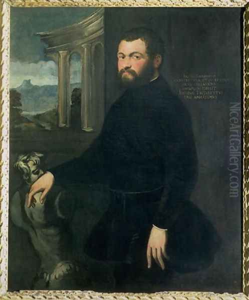 Jacopo Sansovino 1486-1570, originally Tatti, sculptor and State architect in Venice Oil Painting by Jacopo Tintoretto (Robusti)