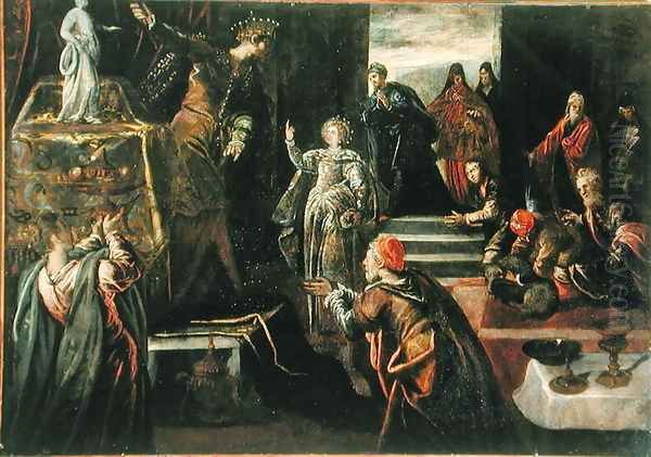 Saint Catherine of Alexandria refusing to worship the Idols Oil Painting by Jacopo Tintoretto (Robusti)