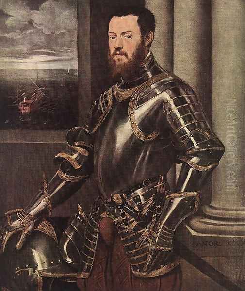 Man in Armour c. 1550 Oil Painting by Jacopo Tintoretto (Robusti)