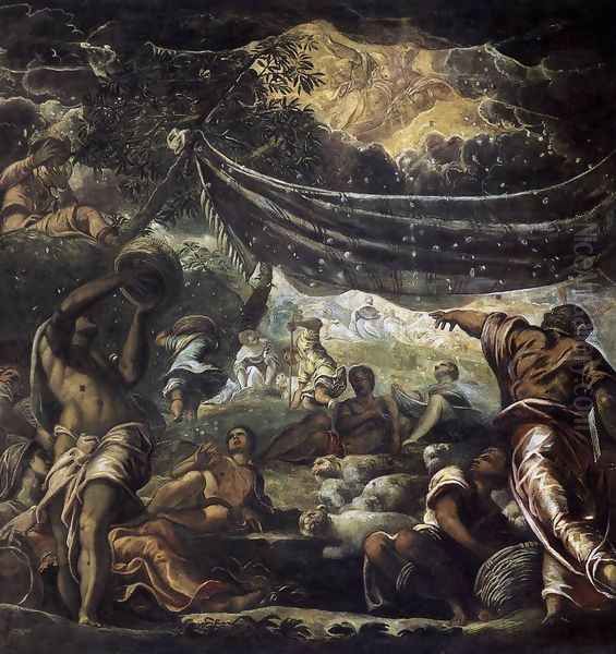 The Miracle of Manna 1577 Oil Painting by Jacopo Tintoretto (Robusti)