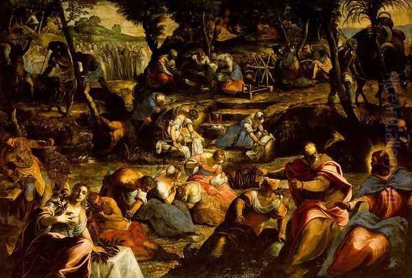 The Jews in the Desert Oil Painting by Jacopo Tintoretto (Robusti)